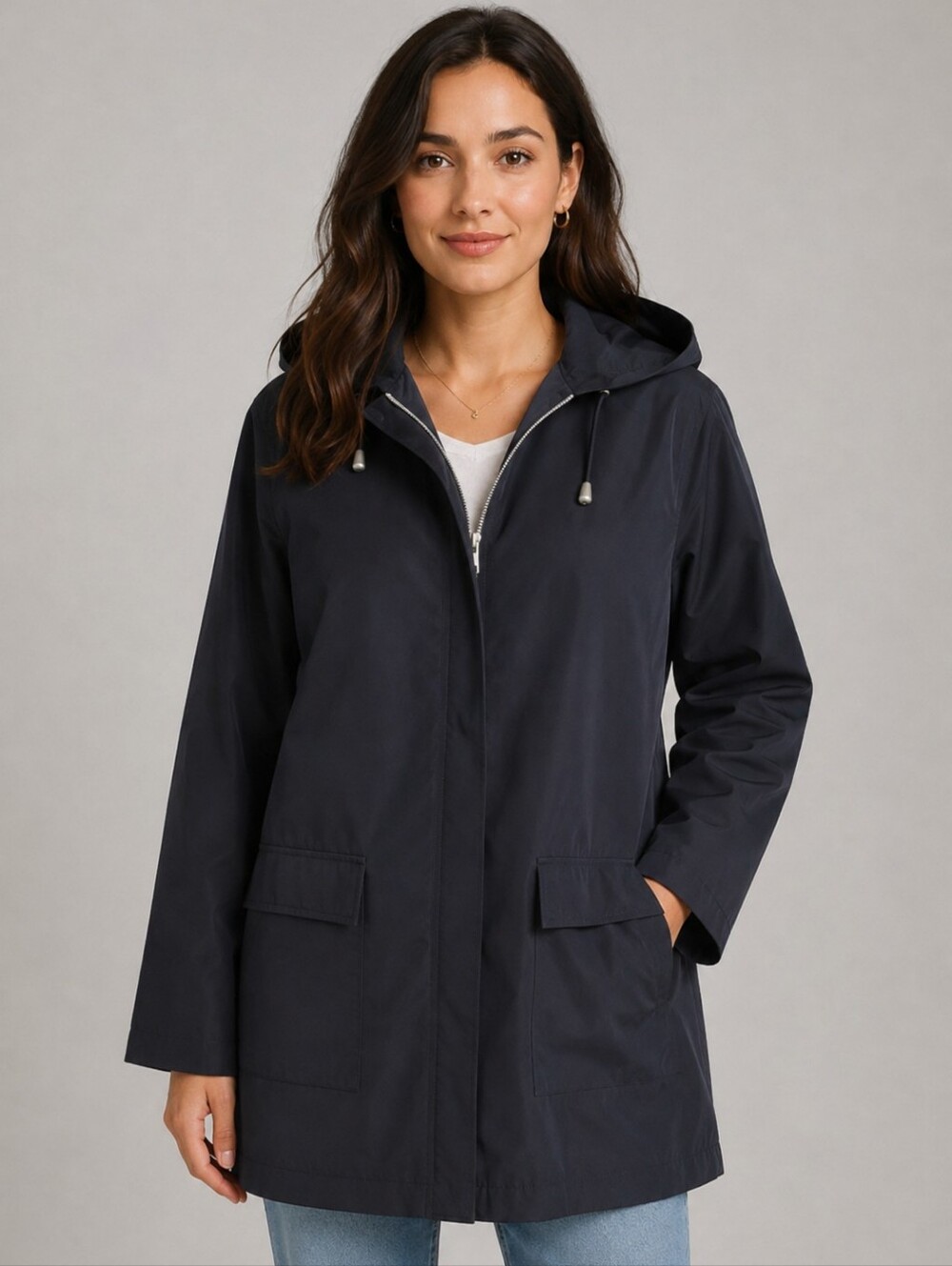 Outbrook Black Zip-Up Women's Hooded Jacket. Size M (8-10)